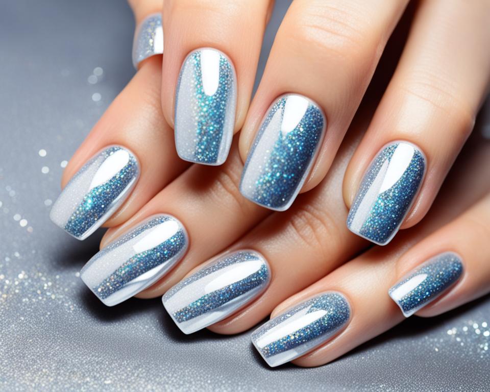 manicure japoński z brokatem