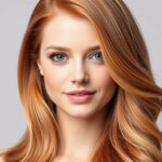 Włosy w kolorze rudawy blond na modelce o jasnej karnacji
