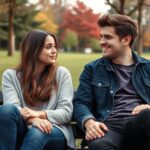 Dwoje przyjaciół siedzących obok siebie, gdzie jedna osoba patrzy z uczuciem na drugą, która tego nie zauważa - wizualizacja friendzone