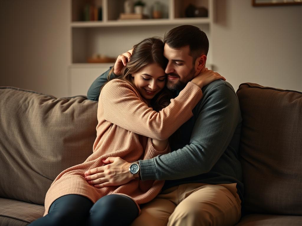 Para przytulająca się po intymnym zbliżeniu, symbolizująca zmianę w relacji po decyzji kiedy iść do łóżka z nowym facetem Para przytulająca się po intymnym zbliżeniu, symbolizująca zmianę w relacji po decyzji kiedy iść do łóżka z nowym facetem