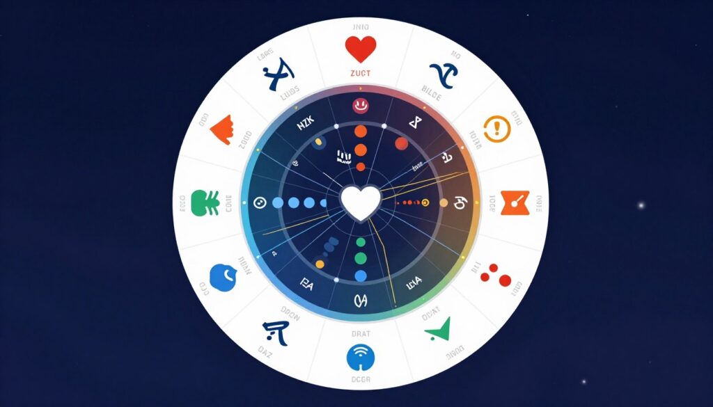 Koło zgodności znaku Wodnika z innymi znakami zodiaku