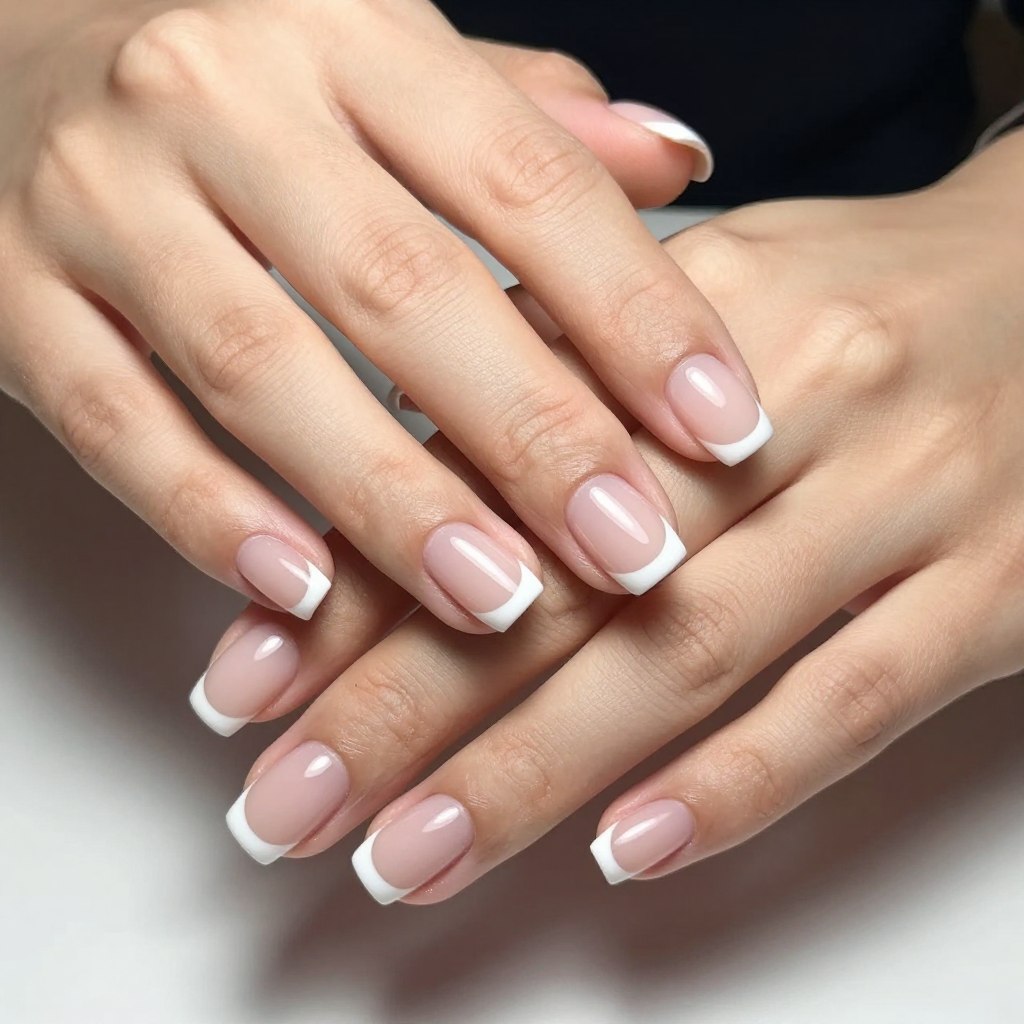 Francuski manicure idealny do fuksjowej sukienki rozkloszowanej Francuski manicure idealny do fuksjowej sukienki rozkloszowanej