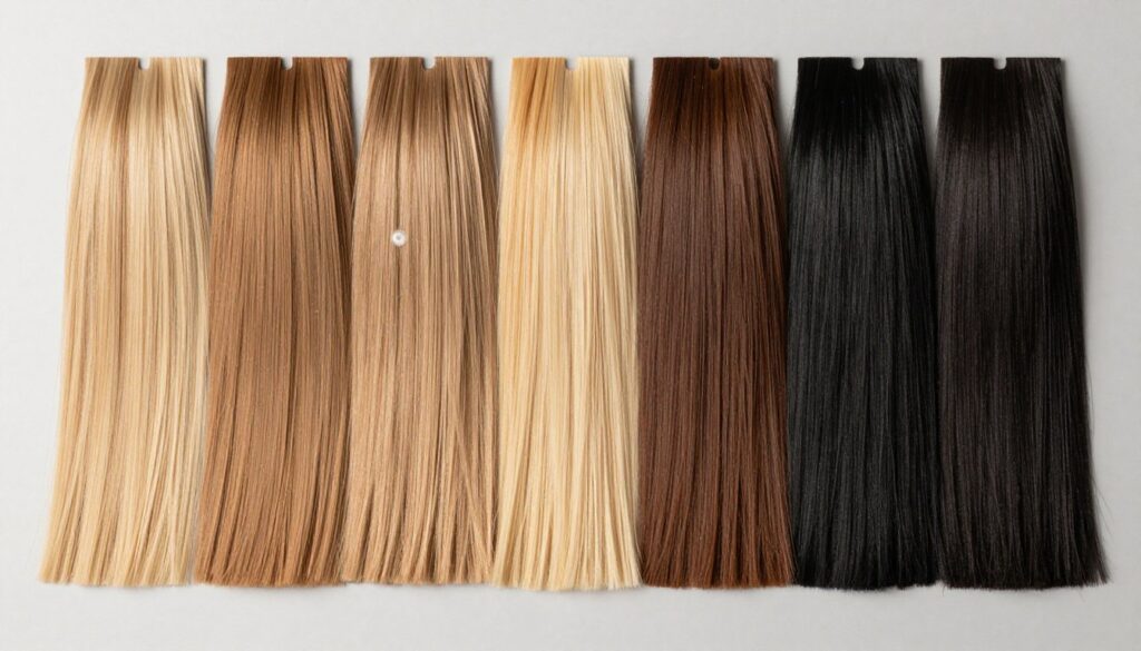 różne kolory włosów od blond do czarnych