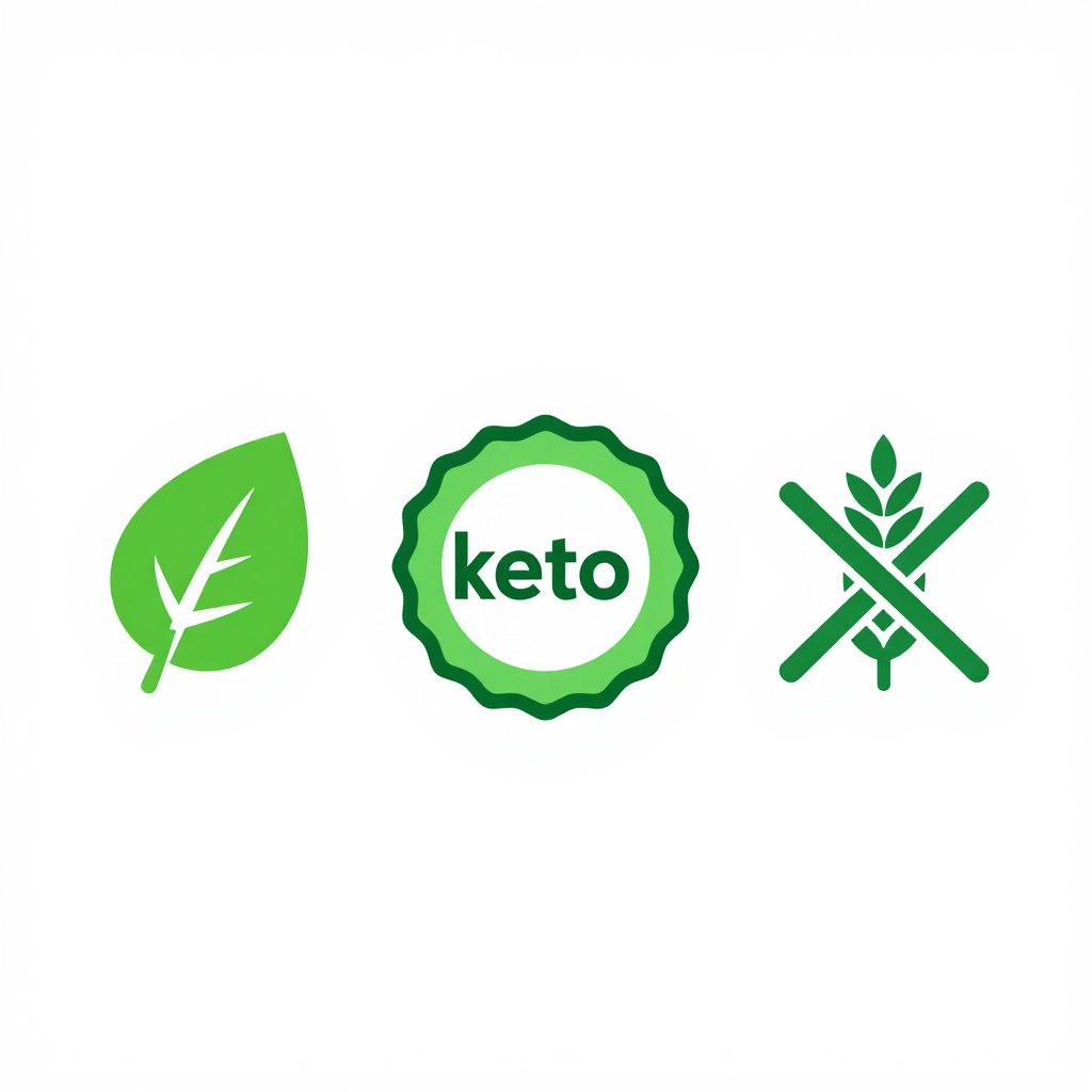 symbole diet wegańskiej keto i bezglutenowej