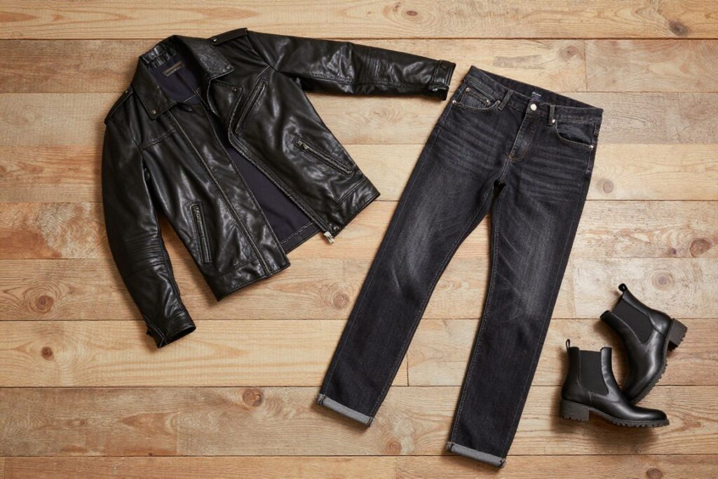 Bad boy styl ubioru - skórzana kurtka i casualowy look