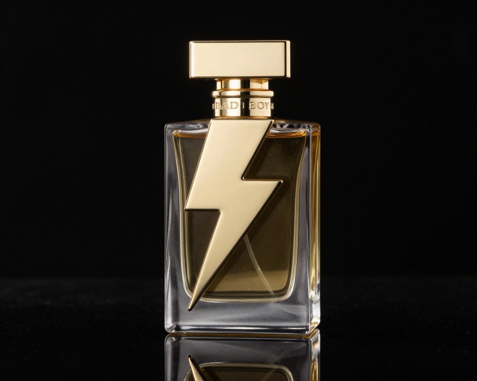 Carolina Herrera Bad Boy perfumy - butelka w kształcie pioruna