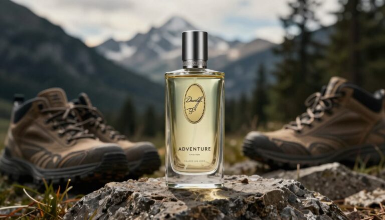 Davidoff Adventure perfumy męskie flakon na tle przygodniczym