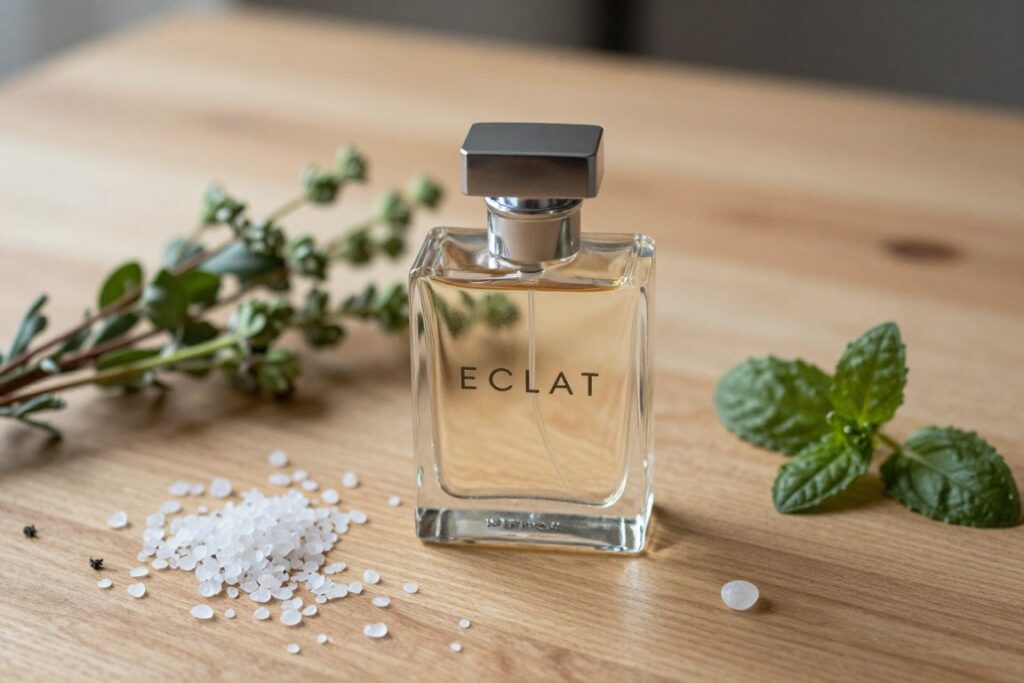 Éclat inspiracje perfumami flakon na stole Éclat inspiracje perfumami flakon na stole