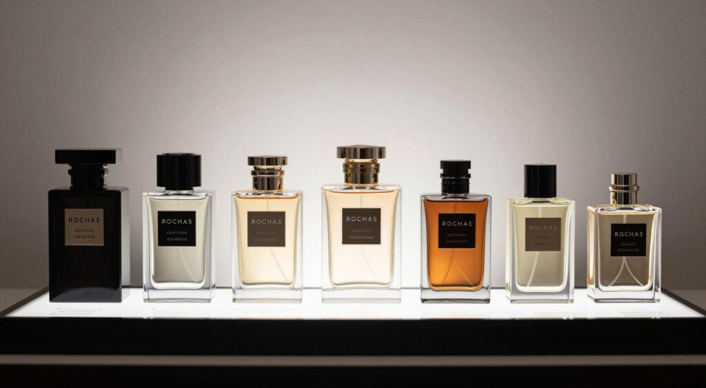 Linia perfum męskich Rochas różne produkty porównanie