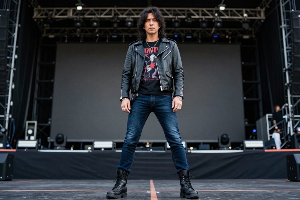 Męska stylizacja rockowa na koncert