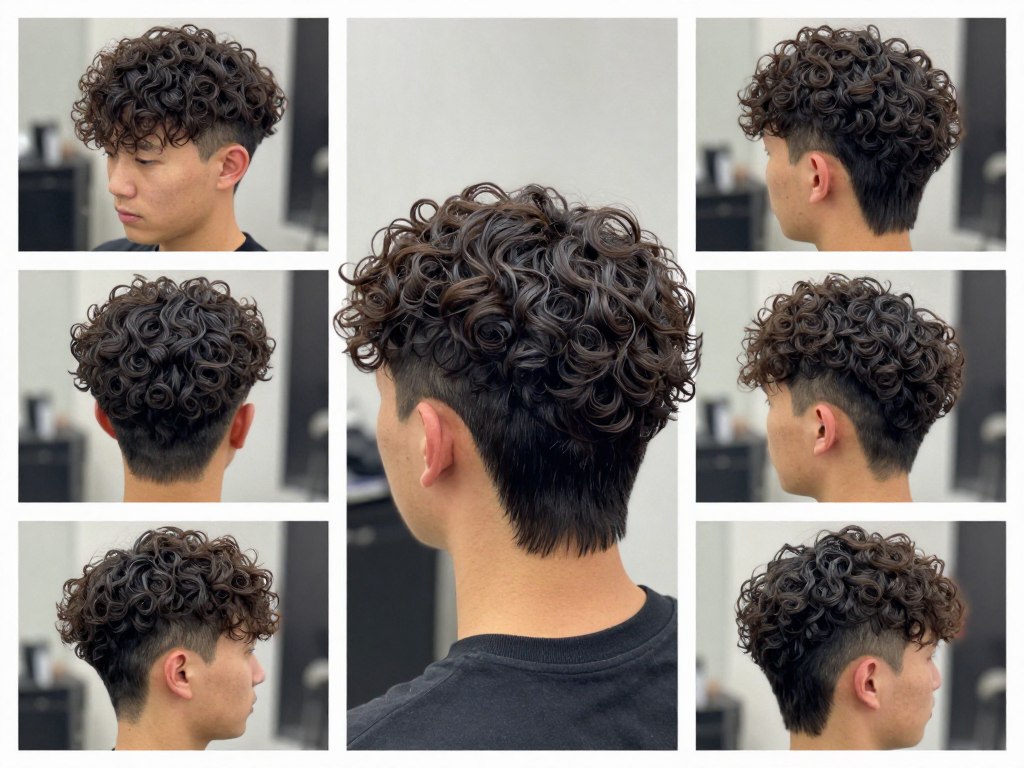 Nowoczesny mullet męski z kręconymi włosami