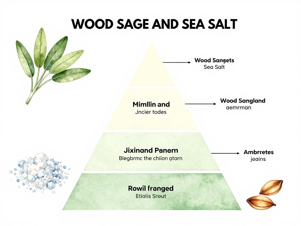 Nuty zapachowe wood sage and sea salt schemat piramidy zapachowej Nuty zapachowe wood sage and sea salt schemat piramidy zapachowej