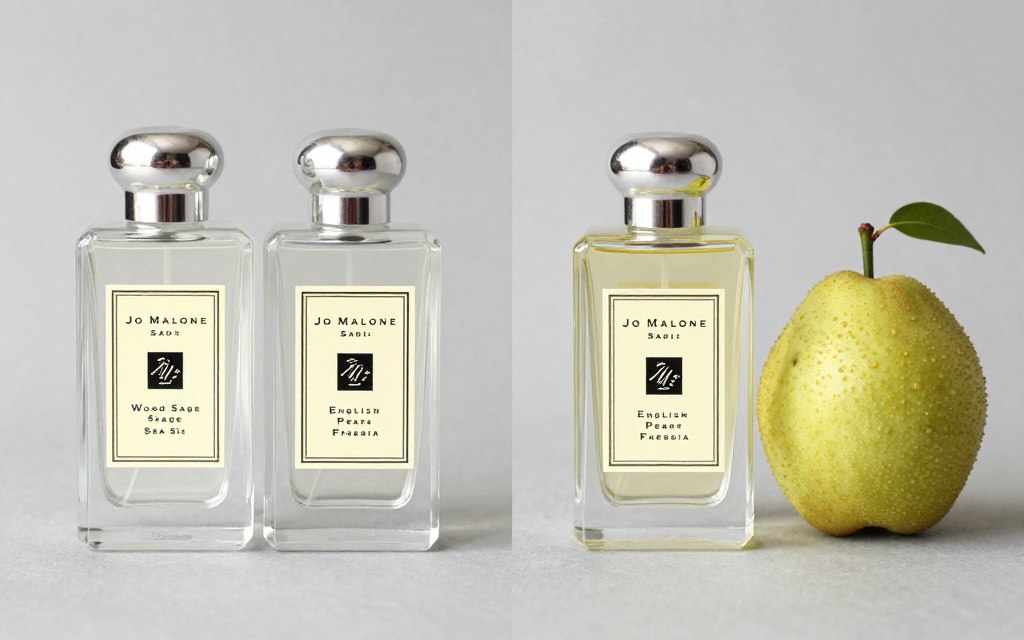 Porównanie Wood Sage Sea Salt i English Pear Freesia obok siebie Porównanie Wood Sage Sea Salt i English Pear Freesia obok siebie