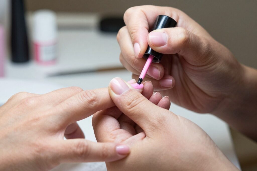 Profesjonalne wykonanie manicure w pudrowych odcieniach
