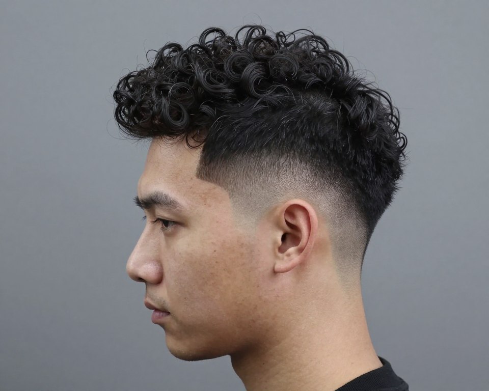 Quiff męski z naturalnie kręconymi włosami