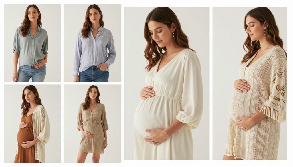 Różne style ubierania się w ciąży - casual, elegant, boho