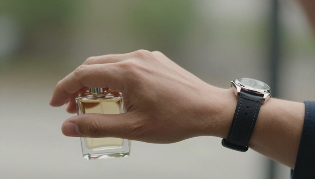 Test trwałości perfum Rochas L'Homme na męskim nadgarstku