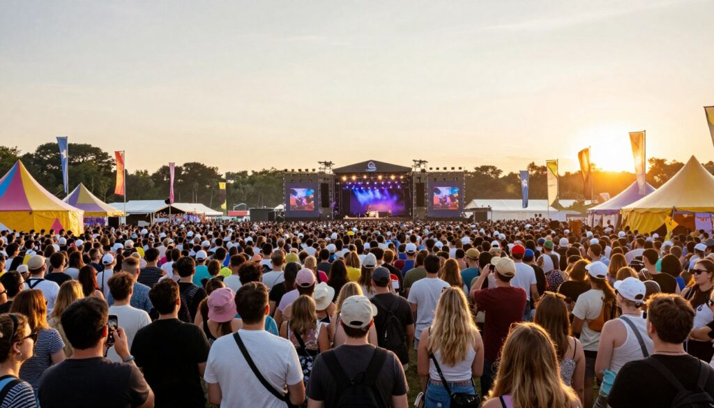 Tłum na festiwalu muzycznym plenerowym