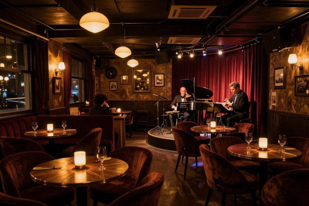 Wnętrze intymnego jazz clubu