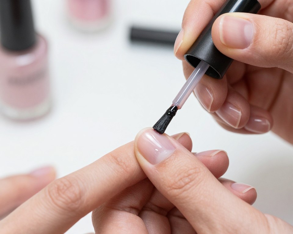 aplikacja top coat na pomalowane paznokcie