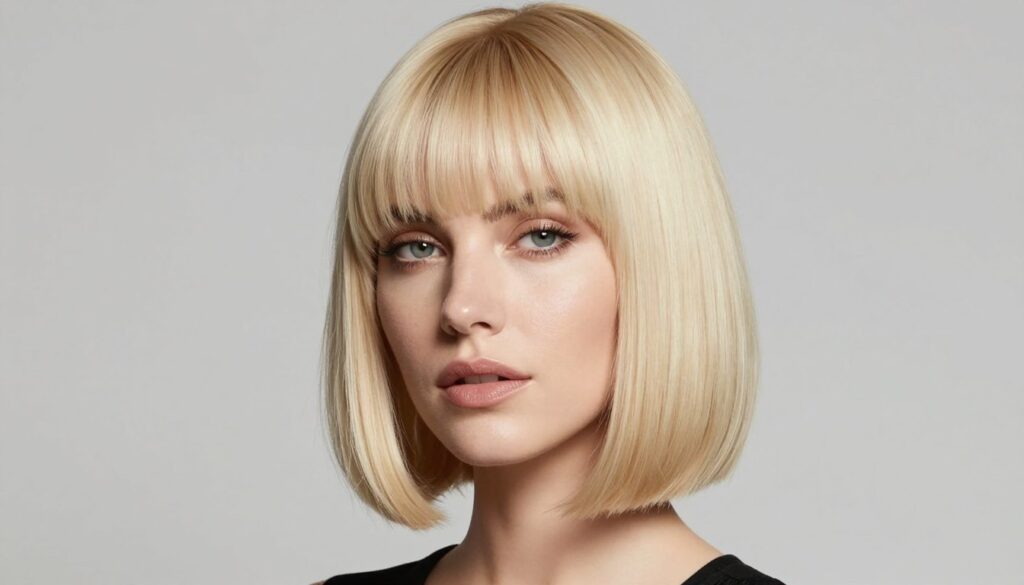 blond bob z grzywką
