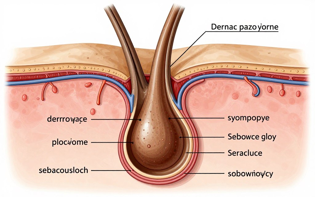 budowa cebulki włosa ilustracja