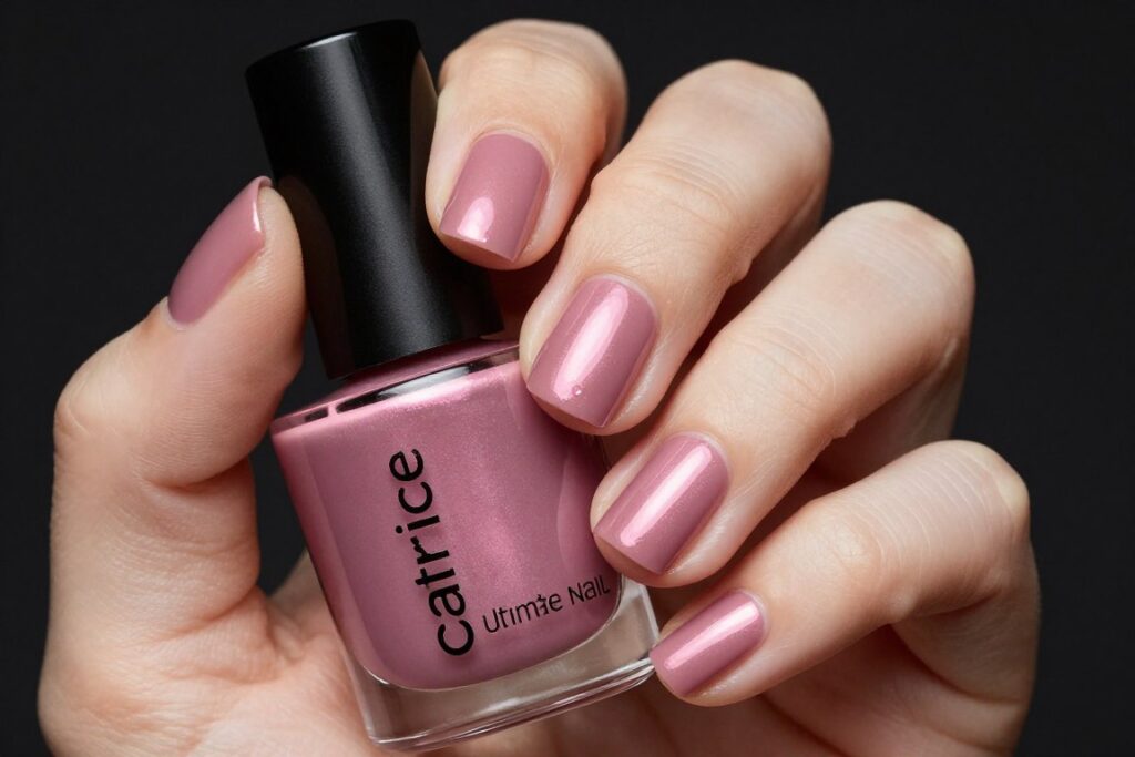 catrice ultimate nail lacquer na paznokciach z glossy finish