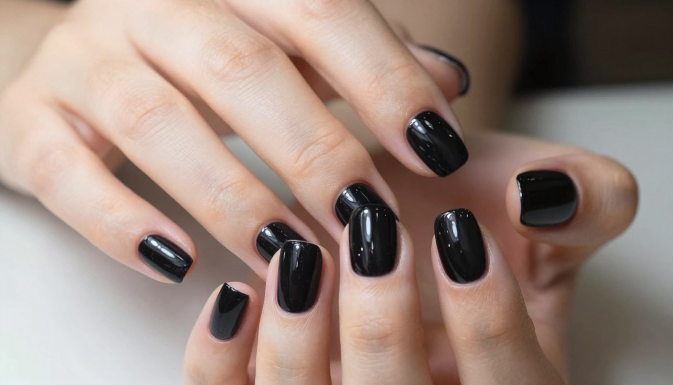 czarne paznokcie elegancki manicure inspiracje