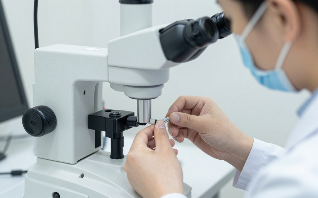 dermatolog badający zmiany skórne i paznokcie przy użyciu sprzętu diagnostycznego dermatolog badający zmiany skórne i paznokcie przy użyciu sprzętu diagnostycznego