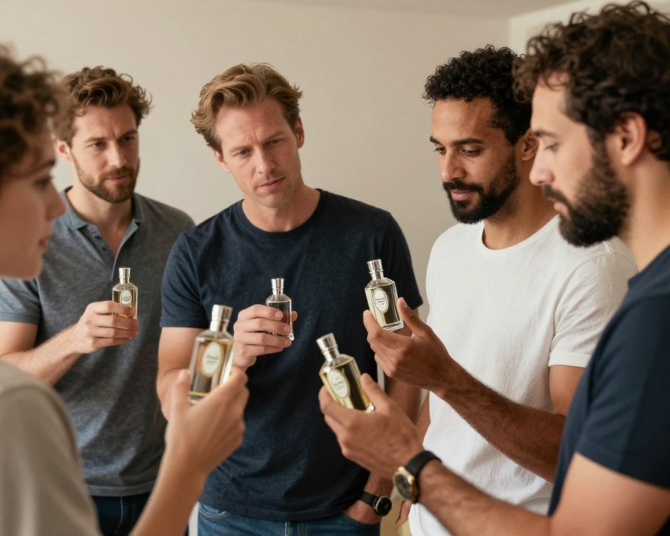 grupa mężczyzn testujących i oceniających perfumy davidoff adventure grupa mężczyzn testujących i oceniających perfumy davidoff adventure