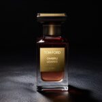 tom ford ombré leather parfum bottle on luxury background