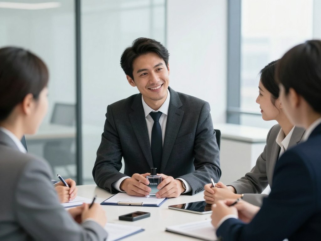 Business meeting with well-groomed man