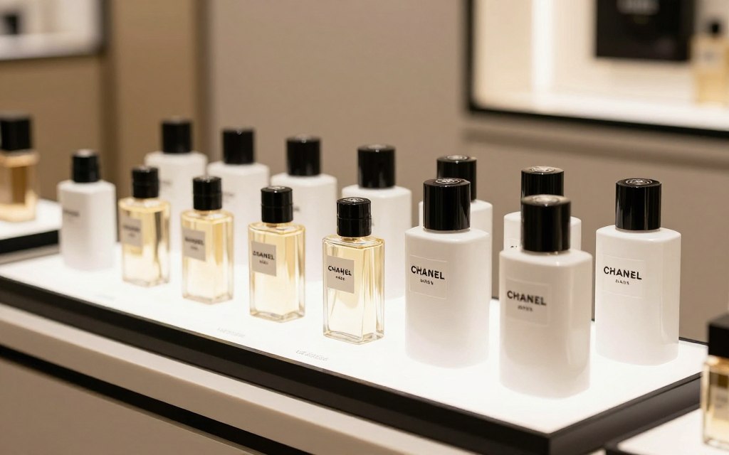 Chanel Les Exclusifs collection bottles display arrangement