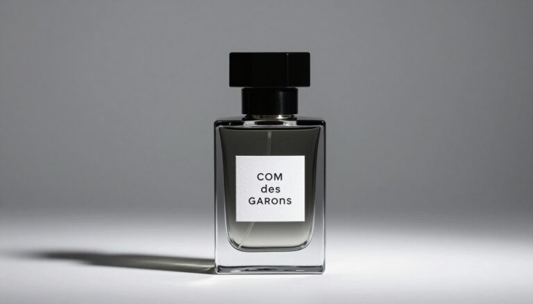 Comme des Garcons perfumy elegancka butelka na minimalistycznym tle