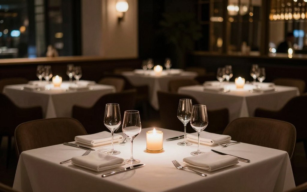Elegancka kolacja wieczorem w restauracji