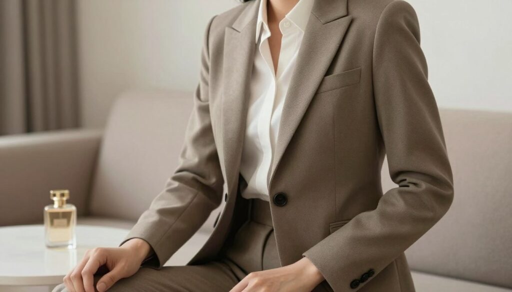 Elegant person wearing Chanel Sycomore perfume in sophisticated setting