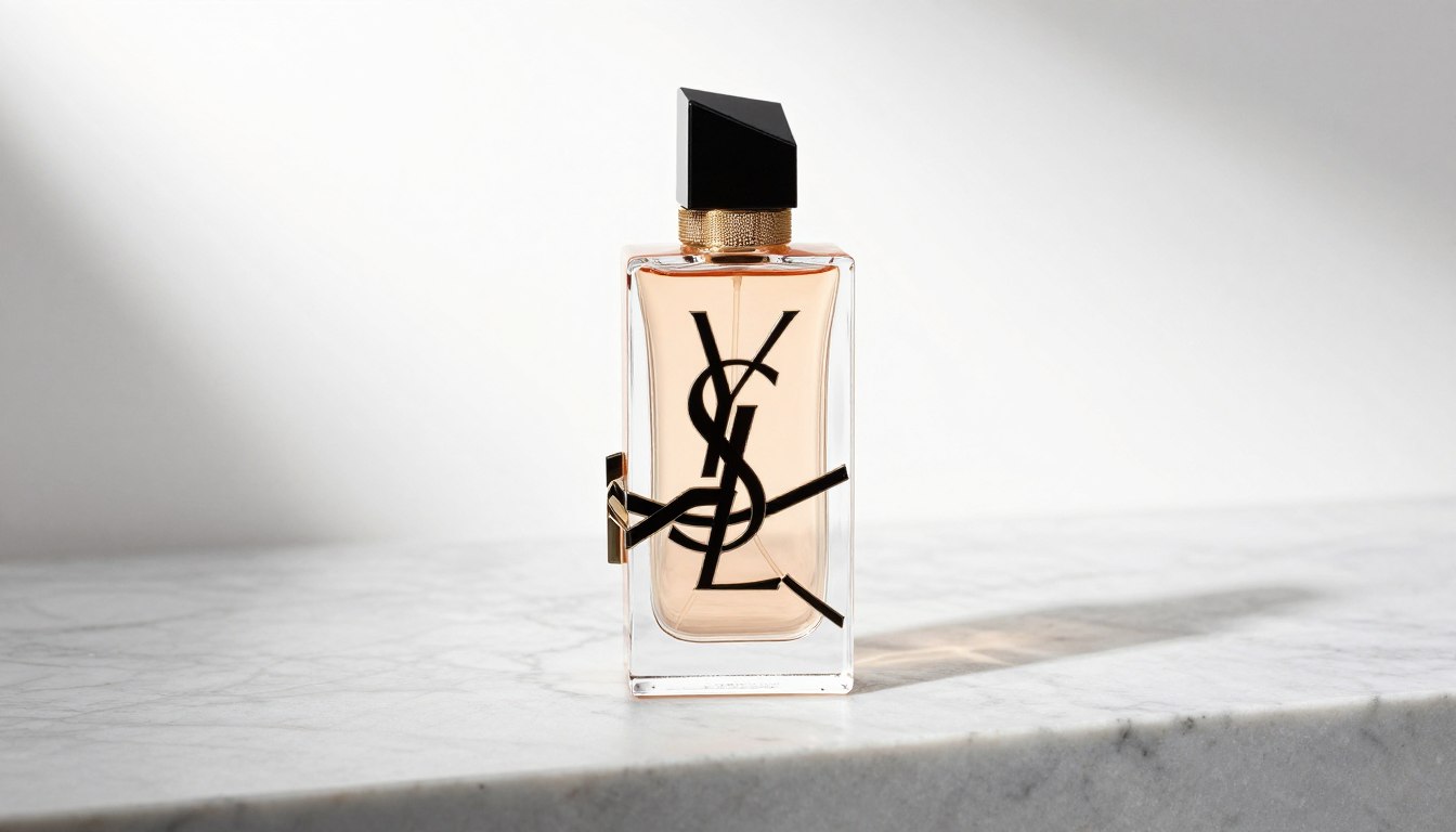 Flakon perfum Yves Saint Laurent Y na eleganckim tle