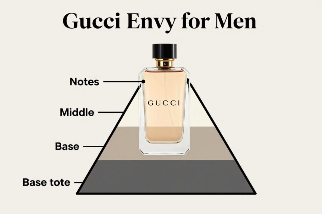 Gucci Envy for Men fragrance pyramid diagram