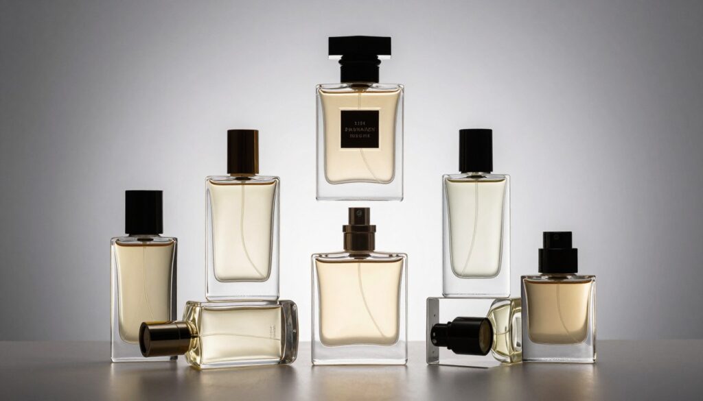 Kilka butelek perfum używanych do layeringu