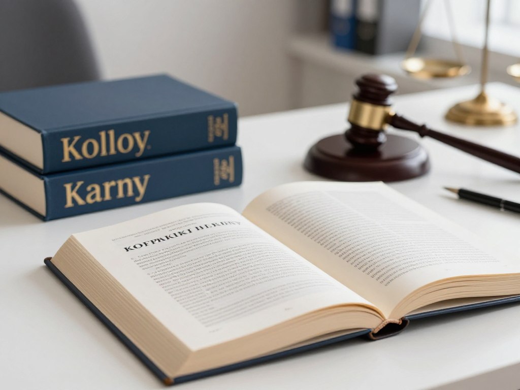Kodeks Karny i młotek sędziowski symbolizujący przepisy prawne dotyczące opieki nad dziećmi