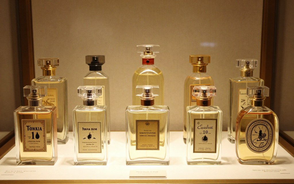 Kolekcja vintage perfum zawierających tonkę