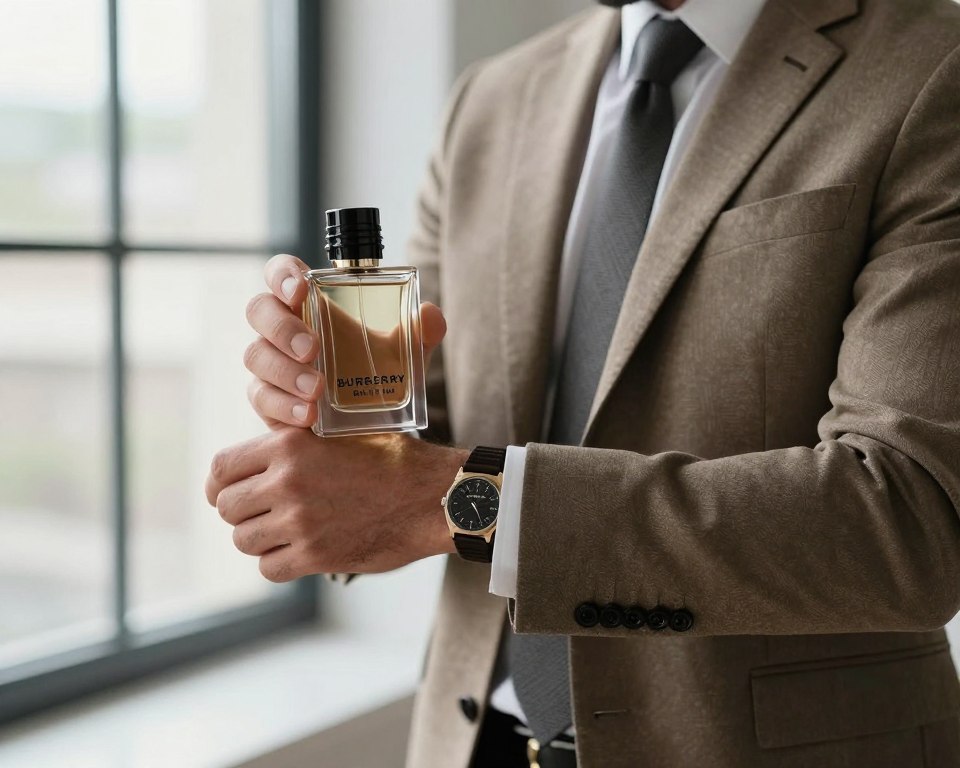Men testing and reviewing Burberry Brit for Him fragrance