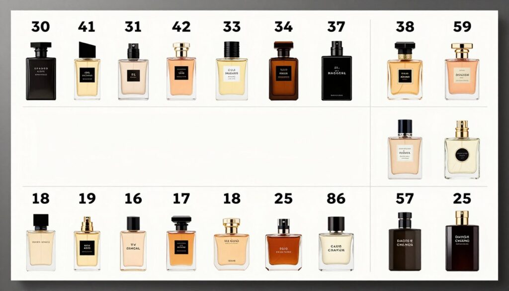 Men's fragrances in different price ranges