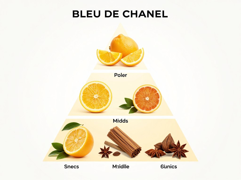 Nuty zapachowe Bleu de Chanel - piramida aromatyczna z cytrusami