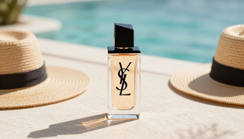 Perfumy YSL Y na tle letniego krajobrazu