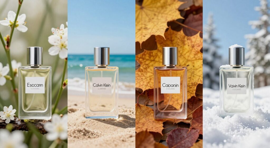 Perfumy escape for men w różnych sezonowych kontekstach