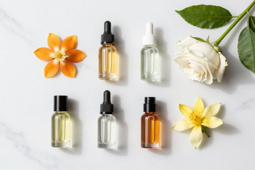 Porównanie olejków eterycznych - neroli, jaśmin, róża, ylang-ylang