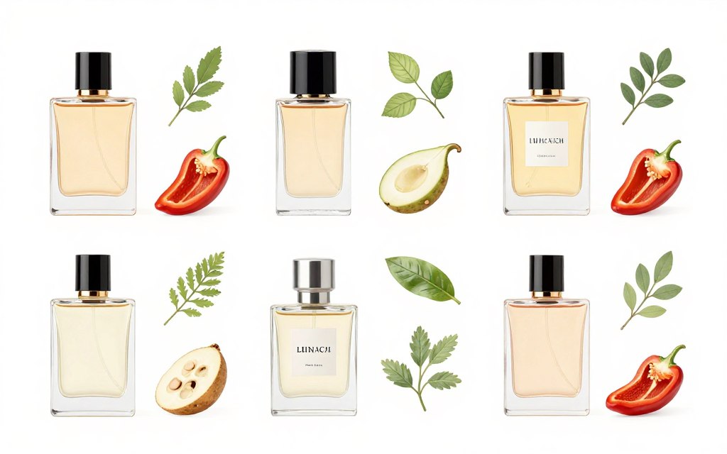 Porównanie różnych perfum z nutami pieprzu
