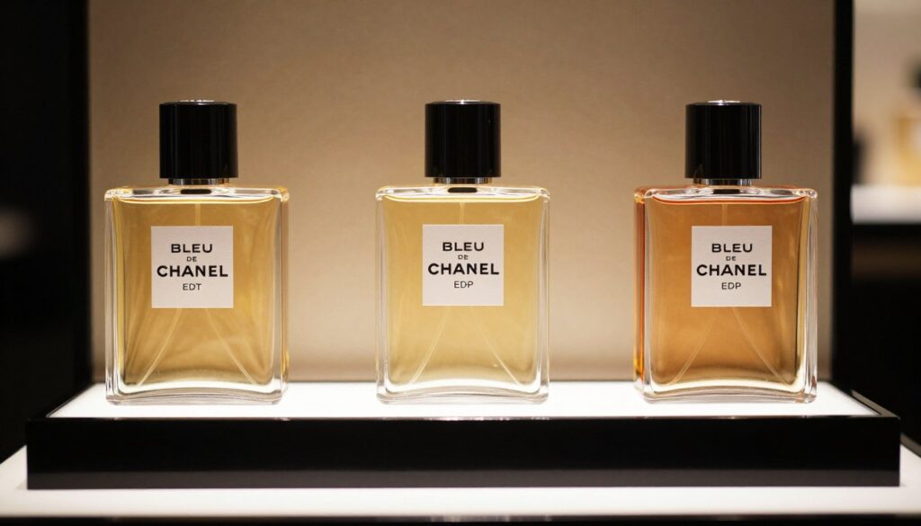 Porównanie trzech wersji Bleu de Chanel obok siebie