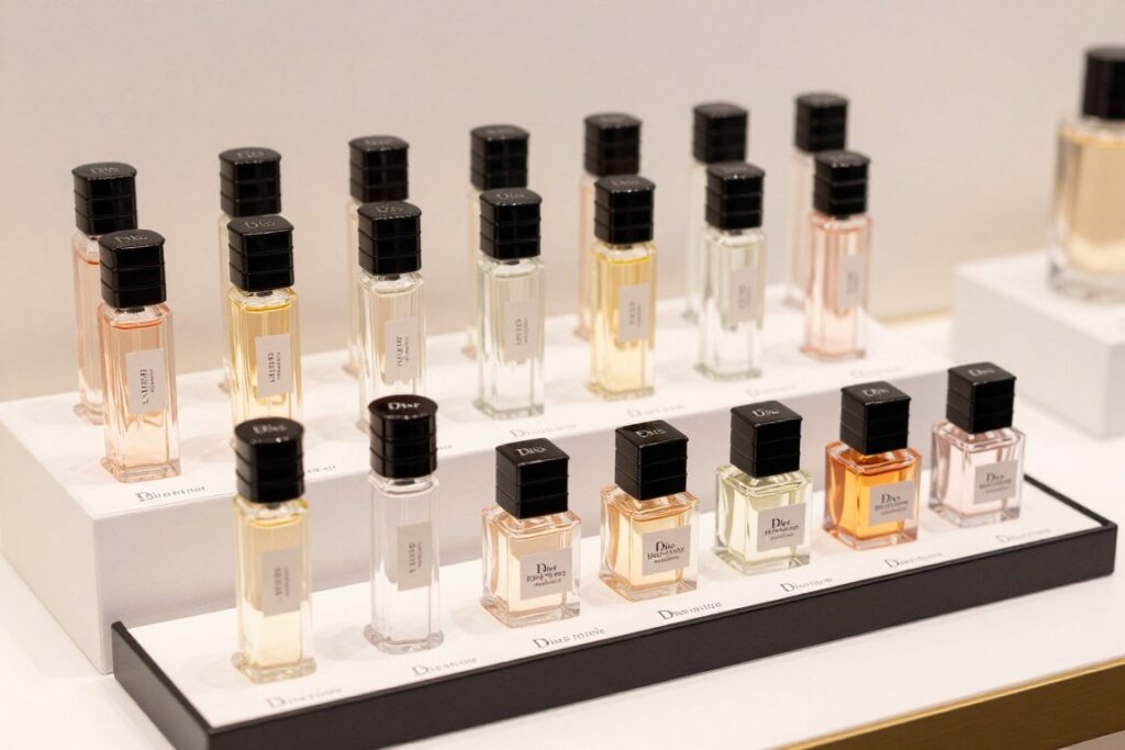 Próbki perfum Dior Feve Delicieuse w małych fiolkach